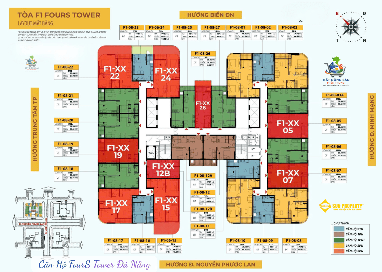 mặt bằng căn hộ FourS Tower 1 phòng ngủ